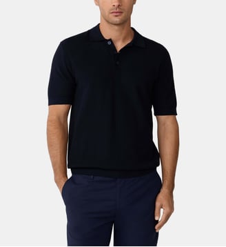 Polo Tricoté Coupe Regular À Manches Courtes - Hackett London - Bleu marine
