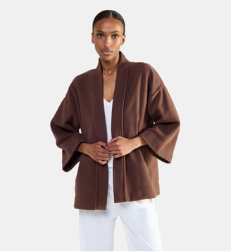 Poncho col kimono en polaire, Silence - Laurence Tavernier - Chocolat