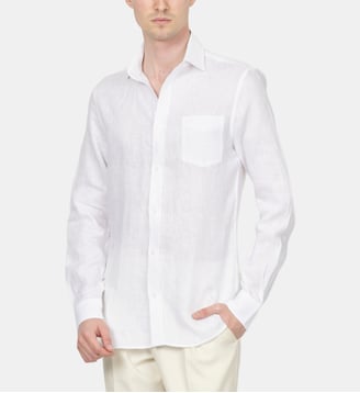 Chemise en LIN blanc coupe droite - Atelier Privé - Blanc