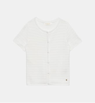 Gilet col rond uni MAELINE - La Petite Etoile - Écru