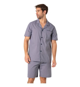 Pyjama court ouvert POPELINE - Eminence - Bleu ciel