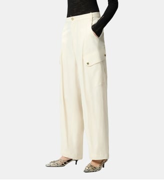 Pantalon fluide en coton - Pinko - Beige g maroso