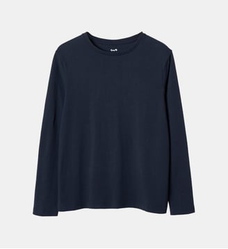 T-shirt manches longues - Cyrillus - Bleu foncé uni
