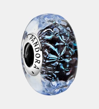 Charm Océan Verre de Murano Bleu Foncé Ondulé - Pandora - Argenté