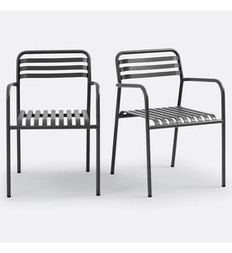 Lot de 2 fauteuils de jardin, aluminium, MANNI - La Redoute Interieurs - Anthracite