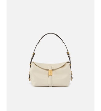 Petit sac porté épaule saddle bag en cuir - Pinko - Blanc soie or antique