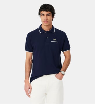 Polo L.12.12 classic fit poche poitrine - Lacoste - Bleu marine et blanc