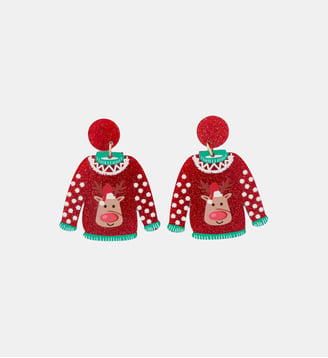Boucles d'oreilles pull de Noël - Balaboosté - Rouge
