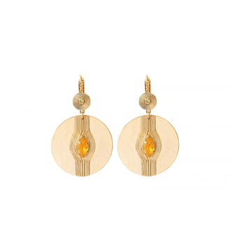 Boucles d'oreilles dormeuses   - Soleil - Satellite - Jaune