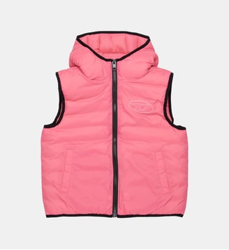 Gilet léger matelassé avec logo - Diesel Kids - Rose bégonia