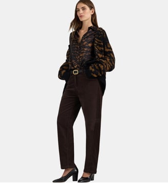 IVO FIVE-POCKET PANTS IN GARMENT-DYED VELVET - CHOCOLATE - Momonì - Chocolate