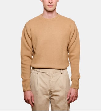 Pull Col Rond Camel en laine et cachemire - Atelier Privé - Camel