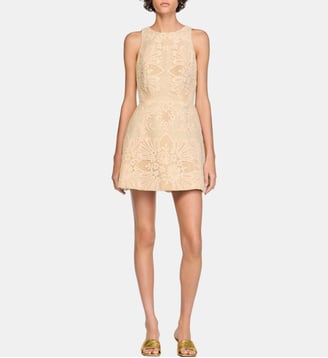 Robe courte en guipure - Sandro - Vanille
