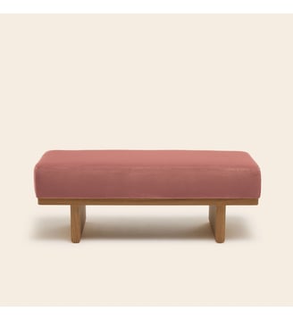 Banc ANCA  Bois et tissu naturel - Madura - Velours pêche rosé