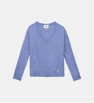 Pull col v uni MANTIO - La Petite Etoile - Bleu