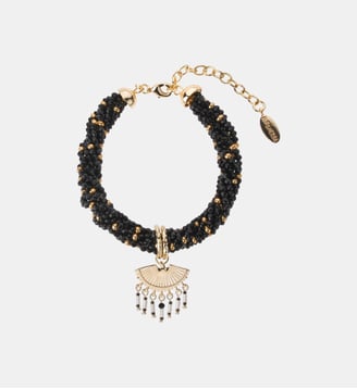 Bracelet de perles torsadées réglable avec pendentif NALI - Hipanema - Noir