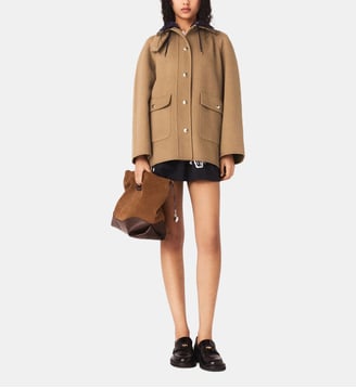 Manteau en laine à capuche amovible Maje
