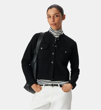 Cardigan tricot relief à poches plaquées - Ikks - Noir
