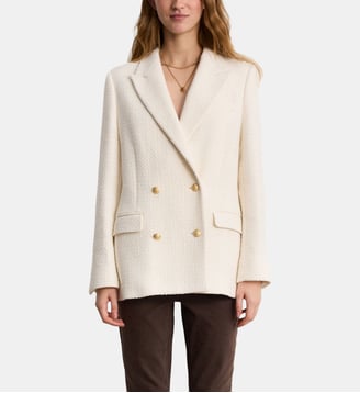 Veste en tweed à boutonnage croisé - MARJOLIE - Pablo - Écru