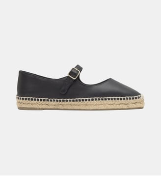 Espadrilles plates style Mary-Jane en cuir nappa PEPA - Castaner - Noir