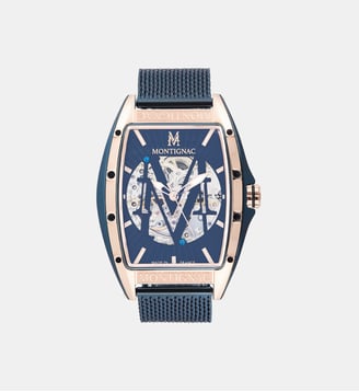 Montre automatique Tonneau Bleu MOW706 - Montignac - Bleu
