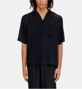 Chemise en mélange de lin à manches courtes - Diesel - Noir
