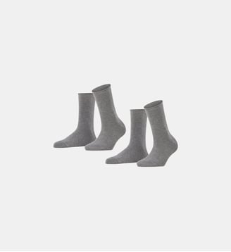 Chaussettes Happy 2-Pack Coton - Falke - Gris clair melan