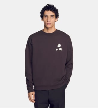 Sweatshirt oversize à fleur - Sandro - Chocolat