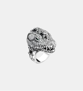 Bague tête de crocodile, argent noirci et gemmes - Thomas Sabo - Argent