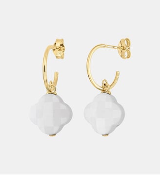 Boucles d'oreilles, agate blanche, or jaune - Morganne Bello - Or jaune