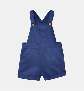 Salopette courte  lin et coton - Cyrillus - Bleu