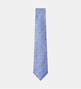 Cravate En Twill De Soie Et Lin À Pois - Hackett London - Bleu vif