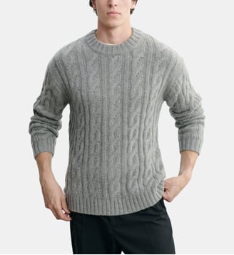 Pull col rond à torsades - Bompard - Gris meteorite