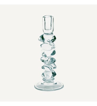 Bougeoir en verre transparent, H29,5 cm AM.PM