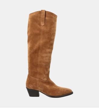 Botte daina - cuir velours - Colisée Paris - Marron clair