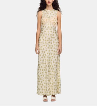 Robe longue à imprimé fleur - Sandro - Kaki