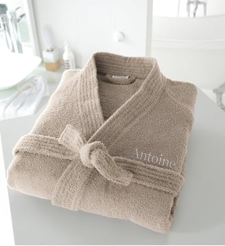Peignoir kimono personnalisé 350 g/m2 - La Redoute Interieurs - Beige ficelle