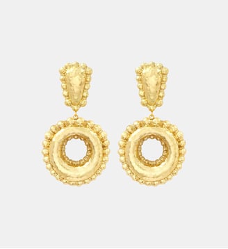 Boucles d'oreilles clips pendantes rondes   - Gilda - Satellite - Doré