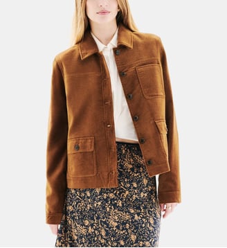 Veste vminatavelours - Motif uni - Coupe droite - Caroll - Taupe