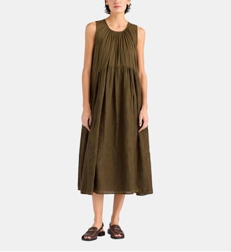 Robe cobre en voile brodé - Momonì - Kaki