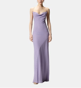 Robe lingerie longue à strass - Pinko - Violet