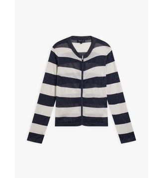 Gilet felin en jersey de viscose - Agnès b. - Bleu arcachon