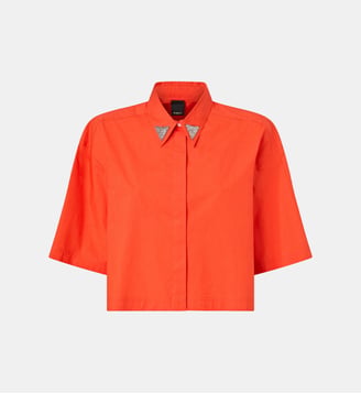 Chemise cropped avec détails métalliques - Pinko - Orange