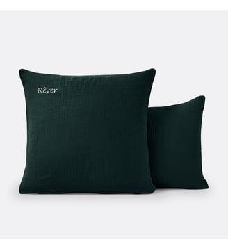 Taie d'oreiller personnalisée gaze de coton - La Redoute Interieurs - Vert foncé