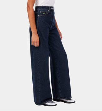 Jean taille haute wide fit - Lacoste - Bleu brut