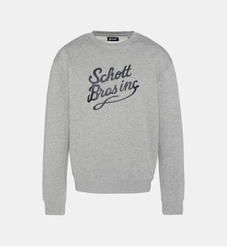 Sweatshirt imprimé col rond - Schott - Gris chiné