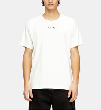 T-shirt en coton léger avec logo Ovale D métallisé - Diesel - Blanc