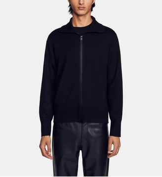 Cardigan droit laine mélangée - Sandro - Noir