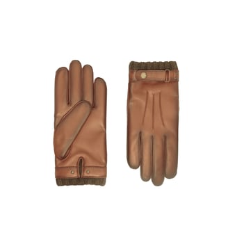 Gants Vincent Homme Cuir Doublés Cachemire - Agnelle - Marron et doré