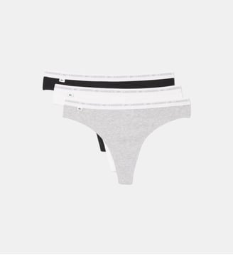 Lot de 3 strings coton stretch - Lacoste - Noir et blanc et gris chiné